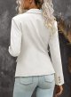 Women's casual pocket office suit jacket with pleated front placket jacket