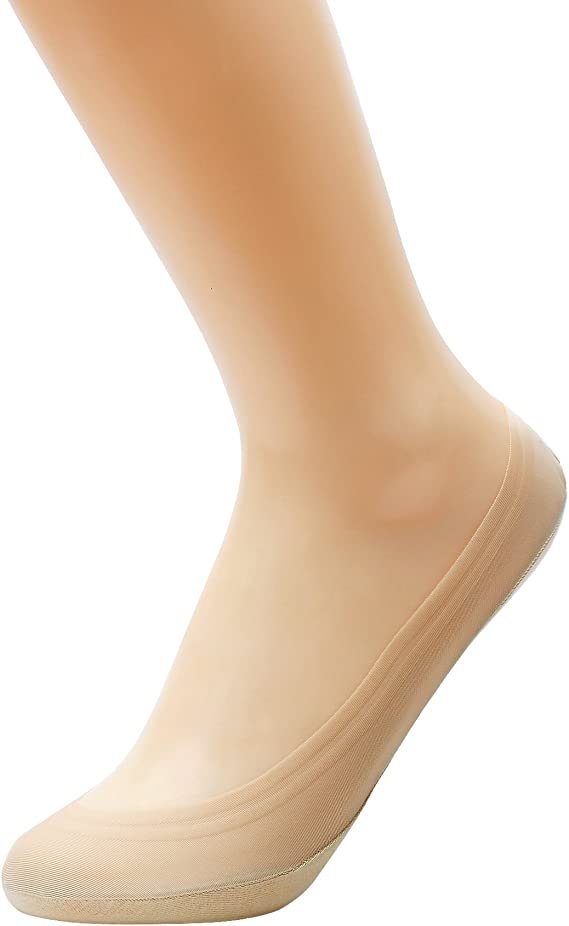 Double invisible lining socks for women's cotton nylon boat shaped socks with anti slip properties (6 Pairs)
