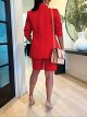 Women's 2 Piece Outfits Blazer Suits Lapels High Waisted Shorts
